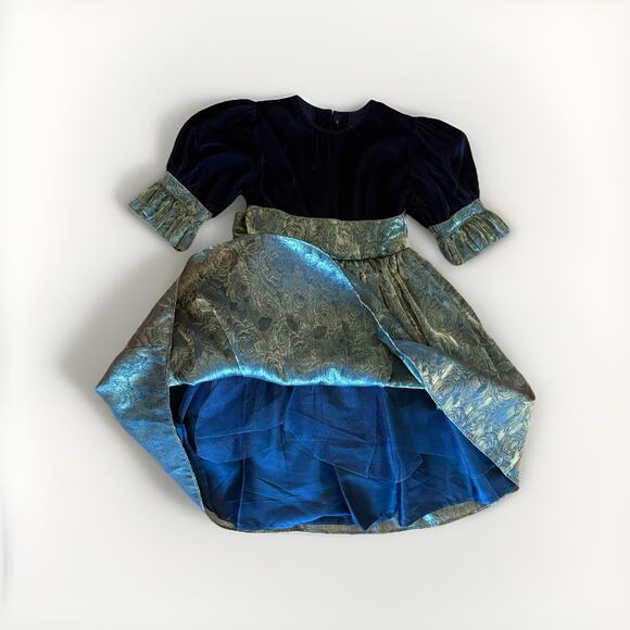 VTG Dimples Girls Holiday Dress 8 - Black Velvet, Gold Brocade Christmas Formal - Picture 12 of 12